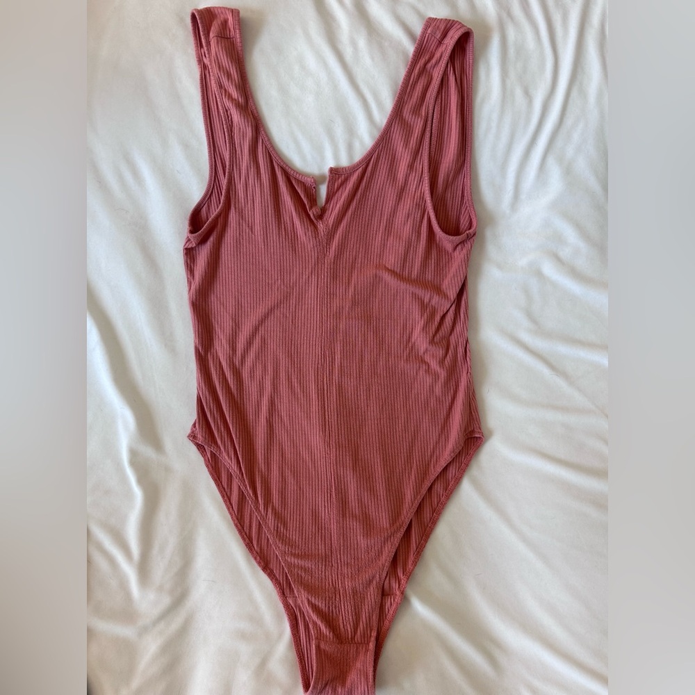 Urban Outfitters Out From Under Coral Ribbed Body Suit